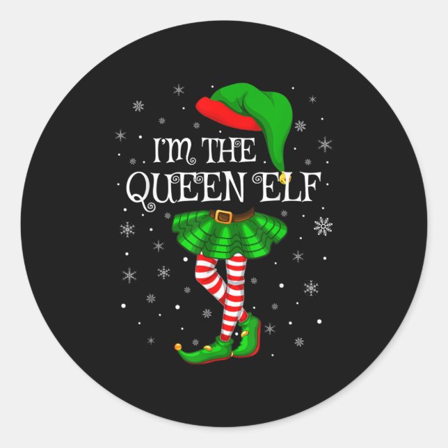 Pegatina Redonda Matching Family Group I'm The Queen Elf Christmas  (Anverso)