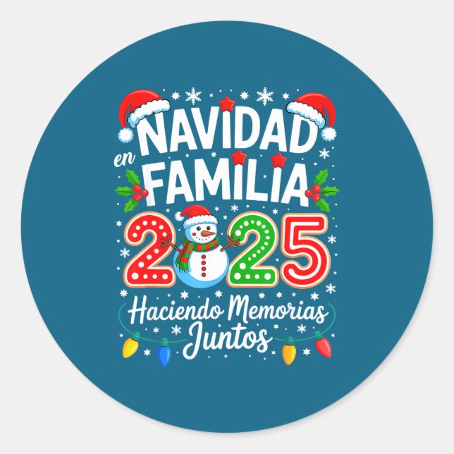 Pegatina Redonda Matching Family Pajamas Navidad En Familia Christm (Anverso)