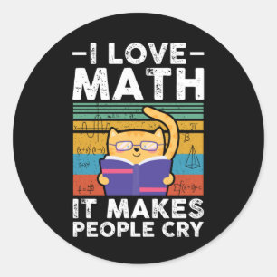 Pegatina Redonda Matemática   Amo las matemáticas   Regalo matemáti