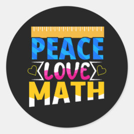 Pegatina Redonda Matemática de Peace Love Math