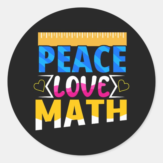Pegatina Redonda Matemática de Peace Love Math (Anverso)