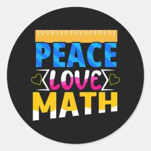 Pegatina Redonda Matemática de Peace Love Math
