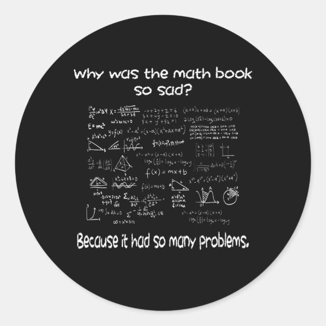 Pegatina Redonda Matemáticas ¿Cuál es tu problema? (Anverso)