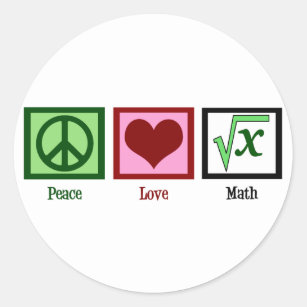 Pegatina Redonda Matemáticas del amor de la paz