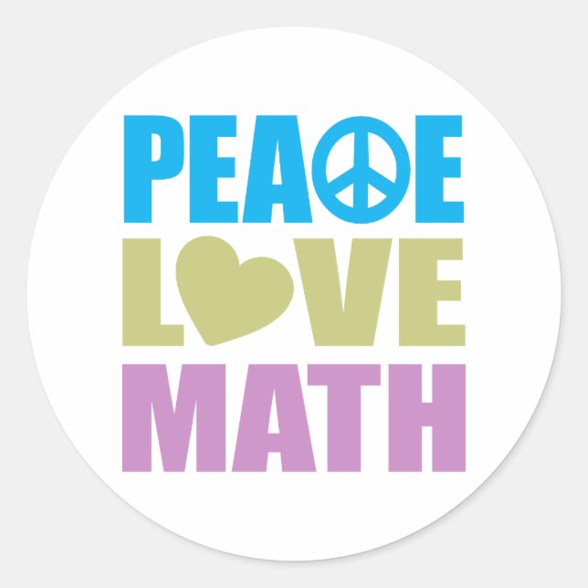 Pegatina Redonda Matemáticas del amor de la paz (Anverso)