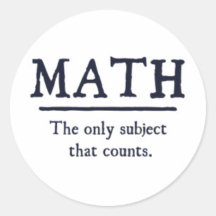 Pegatina Redonda Matemáticas, el único sujeto que cuenta