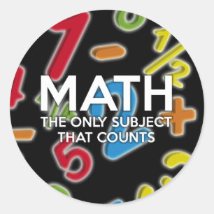 Pegatina Redonda Matemáticas. La única materia que cuenta