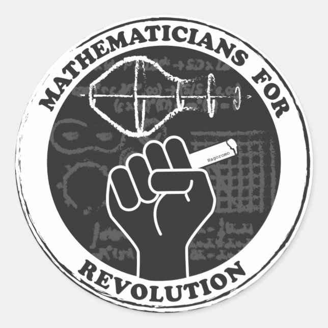 Pegatina Redonda Matemáticos para Pegatinas de la Revolución (Anverso)