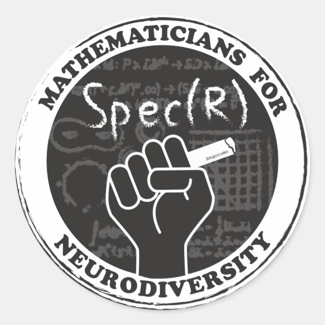 Pegatina Redonda Matemáticos para Pegatinas de Neurodiversidad (Anverso)