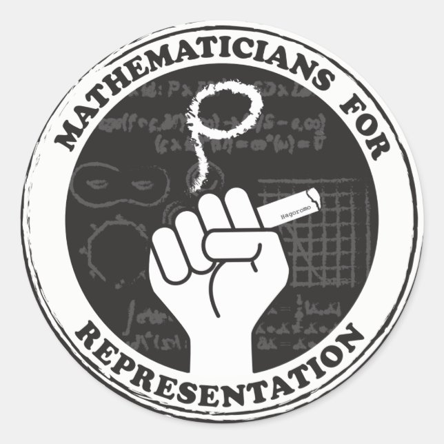Pegatina Redonda Matemáticos para pegatinas de representación (Anverso)