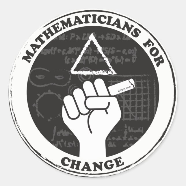Pegatina Redonda Matemáticos para pegatinas del cambio (Anverso)