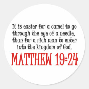Pegatina Redonda Mateo 19:24