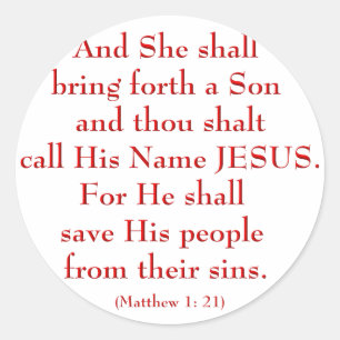 Pegatina Redonda Mateo 1: 21