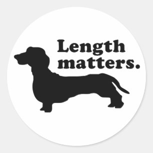 Pegatina Redonda "Materias de la longitud." (Dachshund)