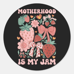 Pegatina Redonda Maternidad es Mermelada Boho Fresa Gráfico Madres