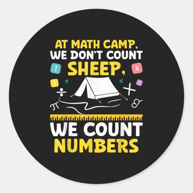 Pegatina Redonda Math Camp Math Camper Matemático Camping Mathem (Anverso)