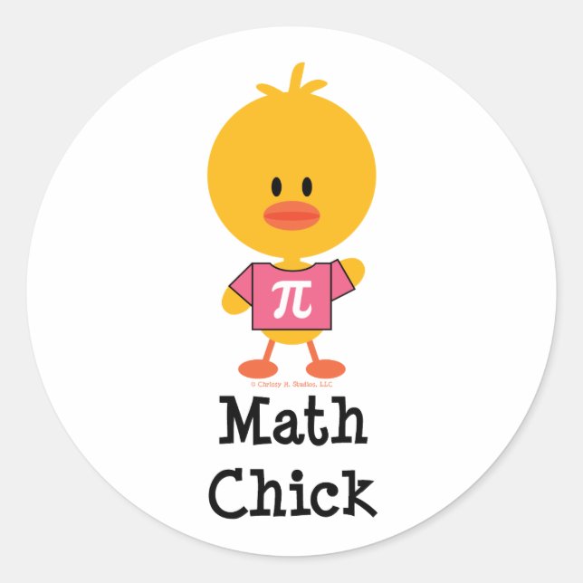 Pegatina Redonda Math Chick Pegatinas (Anverso)