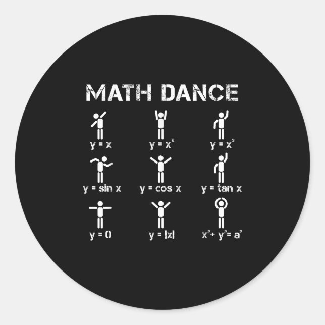 Pegatina Redonda Math Dance Funciones algebraicas Graciosa Camisa d (Anverso)
