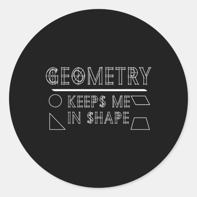 Pegatina Redonda Math Geek Geometry Teacher Phrase Gym Diciendo Gra (Anverso)