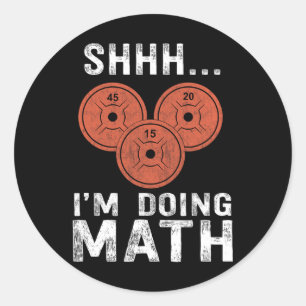 Pegatina Redonda Math Lover Gym Halterofilia Cita divertida E