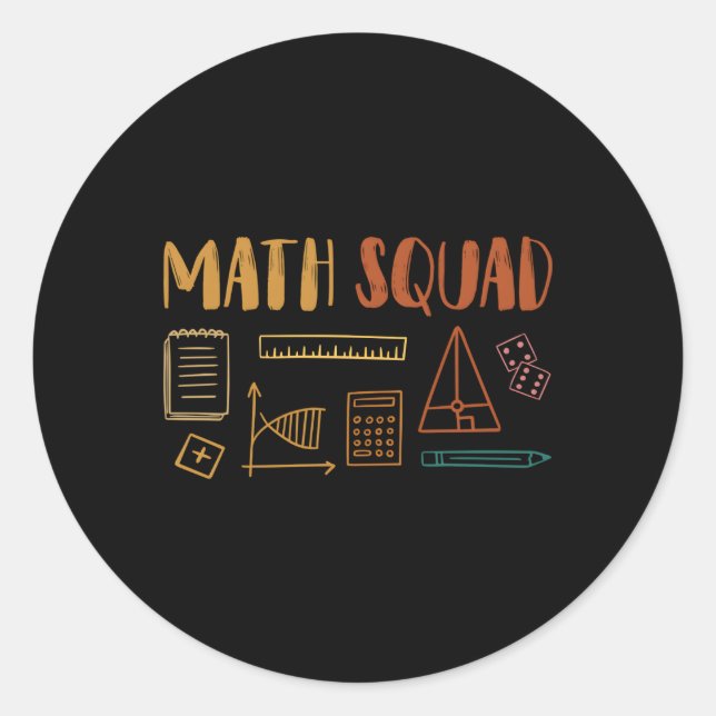 Pegatina Redonda Math Math Math Squad Math (Anverso)