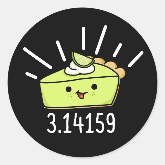 Pegatina Redonda Math Pi Número Gracioso Pie Pun Oscuro BG (Anverso)