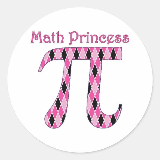 Pegatina Redonda Math Princess Pink and Black.png (Anverso)