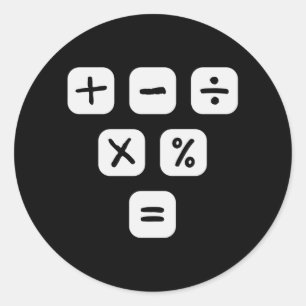 Pegatina Redonda Math Symbols matemáticos Rótulos matemáticos matem