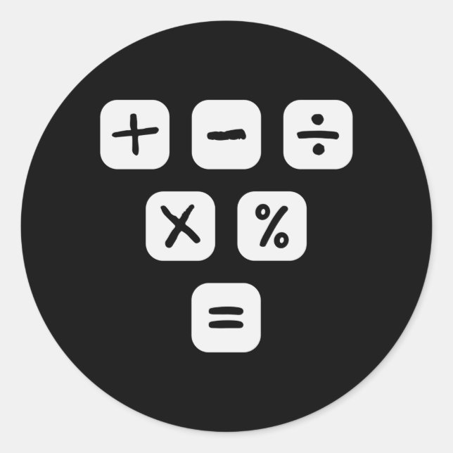 Pegatina Redonda Math Symbols matemáticos Rótulos matemáticos matem (Anverso)
