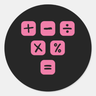 Pegatina Redonda Math Symbols matemáticos Rótulos matemáticos matem