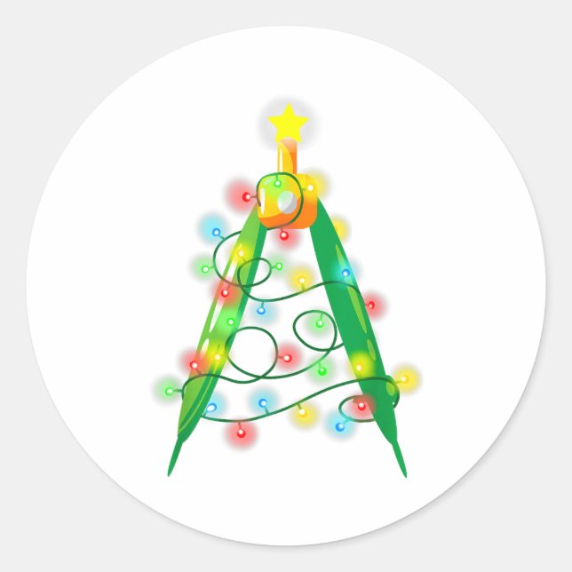 Pegatina Redonda Math Teacher Comp Christmas Tree Lights School Geo (Anverso)