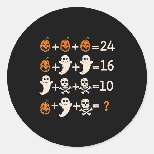 Pegatina Redonda Math Teacher Halloween Algebra Operation Mathemati (Anverso)