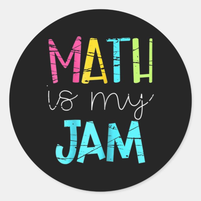 Pegatina Redonda Math Teacher Math Is My Jam  (Anverso)