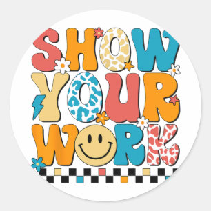 Pegatina Redonda Math Teacher muestra tu profesor del día de prueba