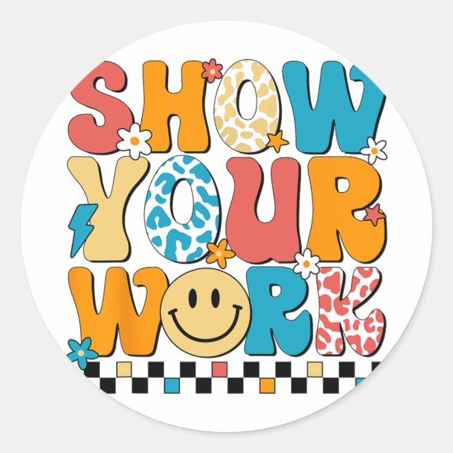 Pegatina Redonda Math Teacher muestra tu profesor del día de prueba (Anverso)