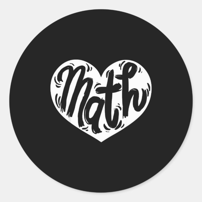 Pegatina Redonda Math Teacher Student Love Valentine's Day  (Anverso)