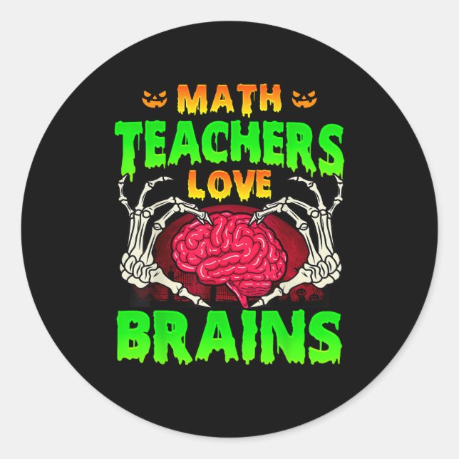 Pegatina Redonda Math Teachers Brains Skeleton Halloween (Anverso)