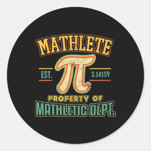 Pegatina Redonda Mathlete Mathletic Department Pi 3.14 Math Calculu