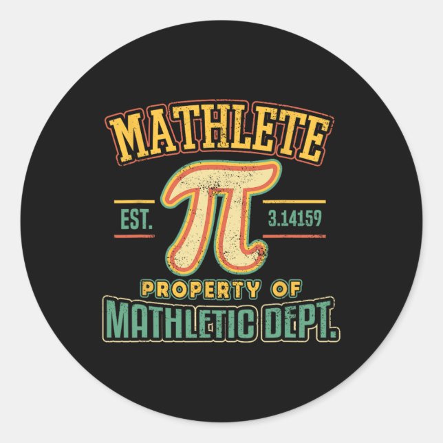 Pegatina Redonda Mathlete Mathletic Department Pi 3.14 Math Calculu (Anverso)
