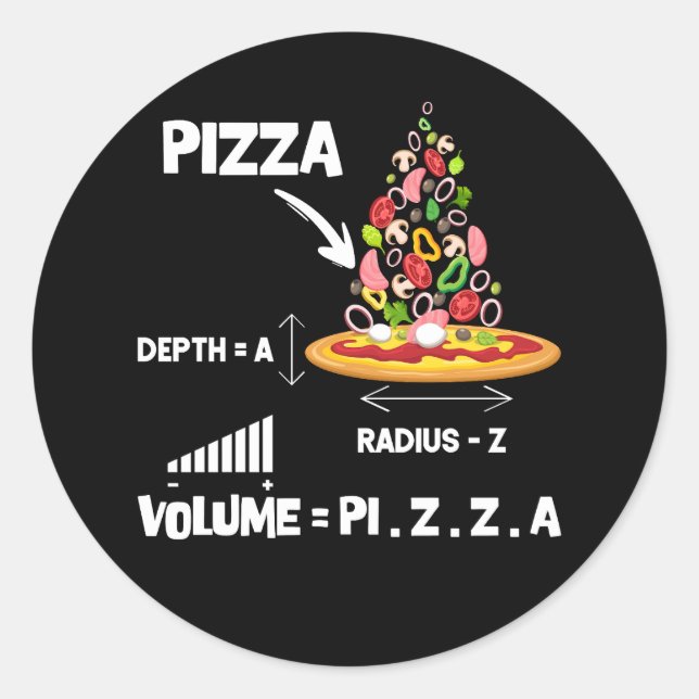 Pegatina Redonda Maths Nerd Pizza Amantes del Volumen Fórmula Geek  (Anverso)