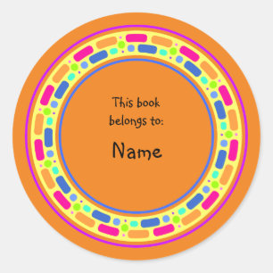 Pegatina Redonda Matrícula amarilla con borde colorido