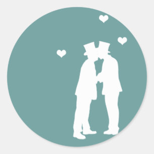 Pegatina Redonda Matrimonio de hombres gay