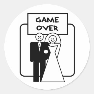 Pegatina Redonda Matrimonio "Fin del juego"