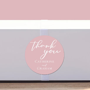 Pegatina Redonda Matrimonio personalizado con tipografía rosada Ros