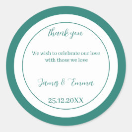 Pegatina Redonda Matrimonio personalizado verde simple