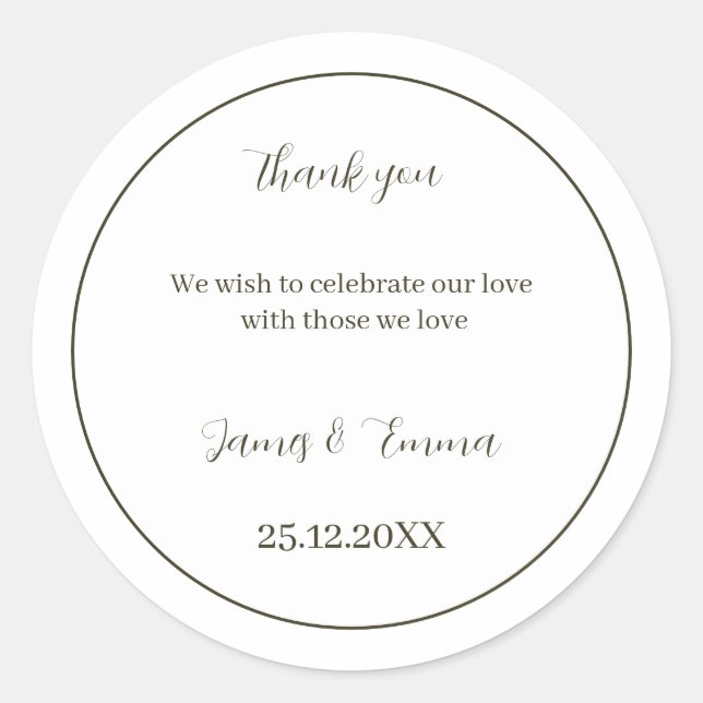 Pegatina Redonda Matrimonio simple verde (Anverso)