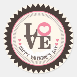 Pegatina Redonda Matriz de amor Feliz Día de San Valentín ID1086