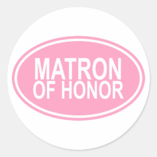 Pegatina Redonda Matrón de honor Boda Oval Pink