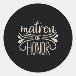Pegatina Redonda Matrón De Honor Novia Y Groom Tees Boda Anniv