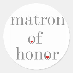 Pegatina Redonda Matrón de texto gris de honor